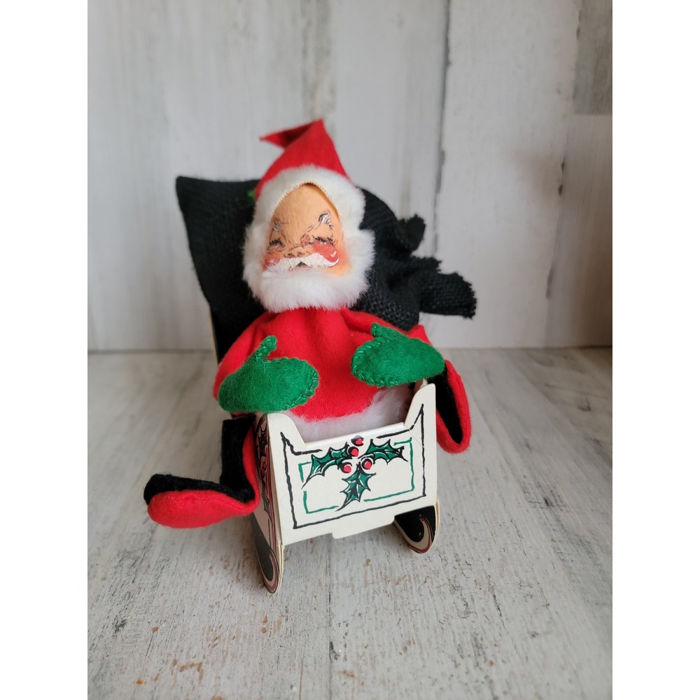 Annalee paper sleigh Santa Claus vintage Xmas plush mobility doll home